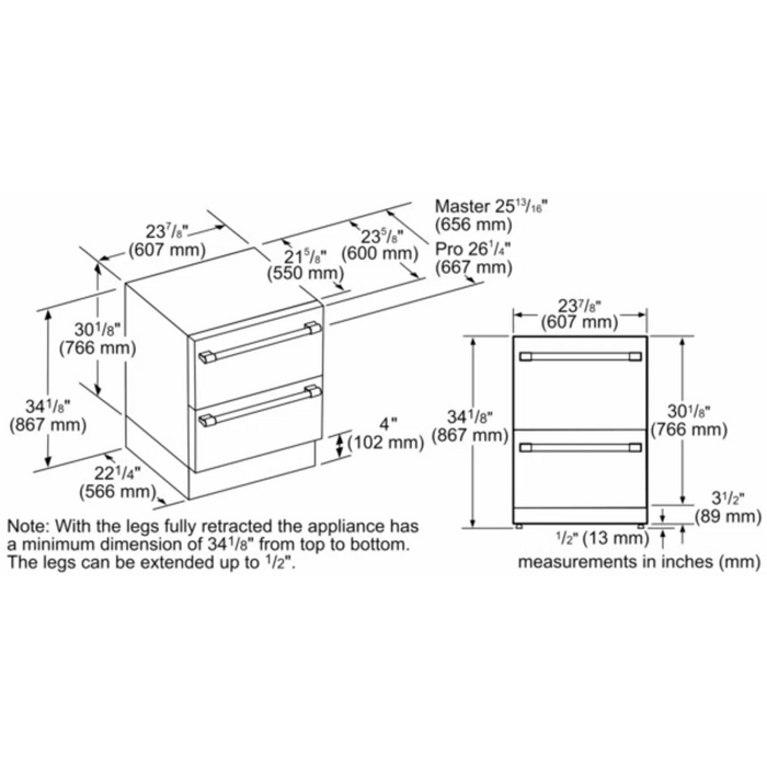 THERMADOR 24"  Built-In Undercounter Double Drawer Freezer Refrigerator, T24UC905DP