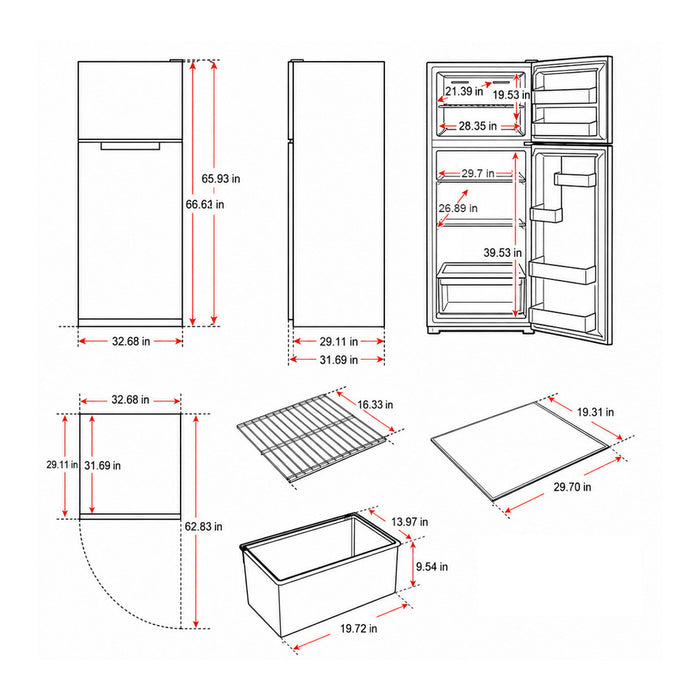 Verona 33" Top Freezer Refrigerator VEFTF3324RWH