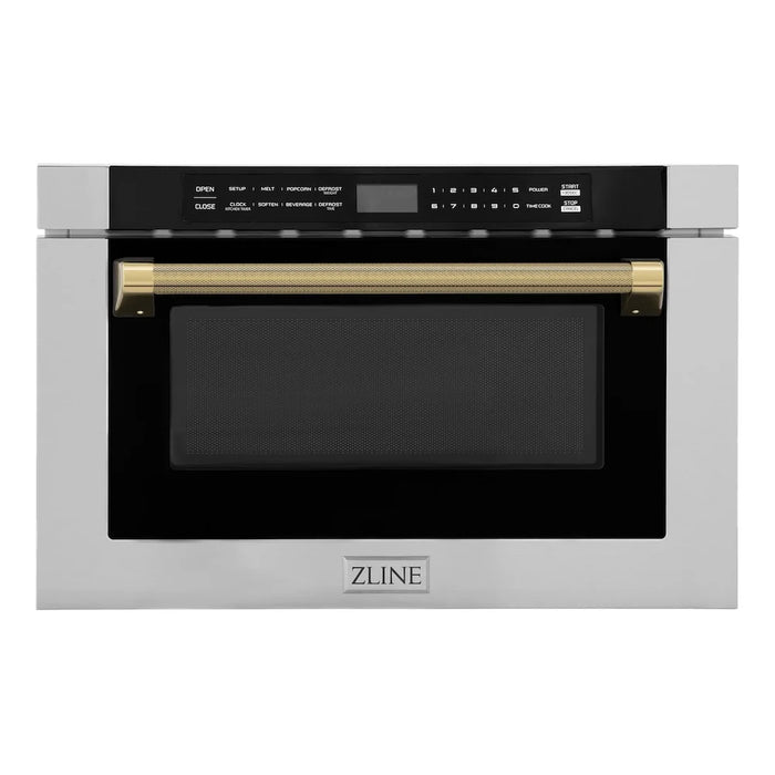 ZLINE Autograph Edition 24" Built-in Microwave Drawer, Stainless Steel, Helix Handle MWDZ-1-H-KCB
