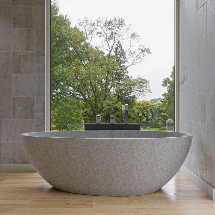 ALFI brand 72" Solid Concrete Tear Drop Freestanding Bathtub ABCO72TUB