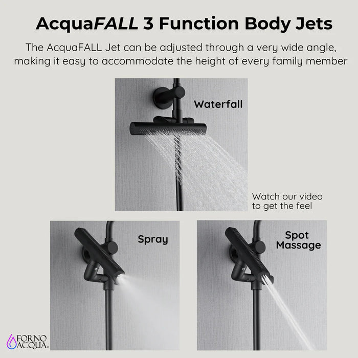 Forno Acqua AcquaFALL Shower, Overhead Rainfall Shower, Handheld Shower Head SCW2BK-C8