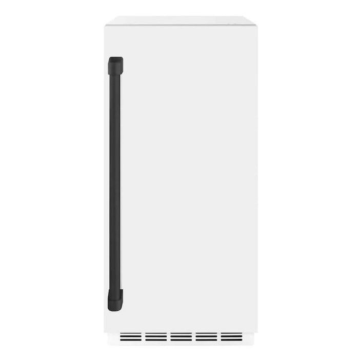 ZLINE Autograph Edition 15" Touchstone Gourmet Ice Maker, Drain Pump, White Matte Door, Accents IGMDZ-WM-15-CB