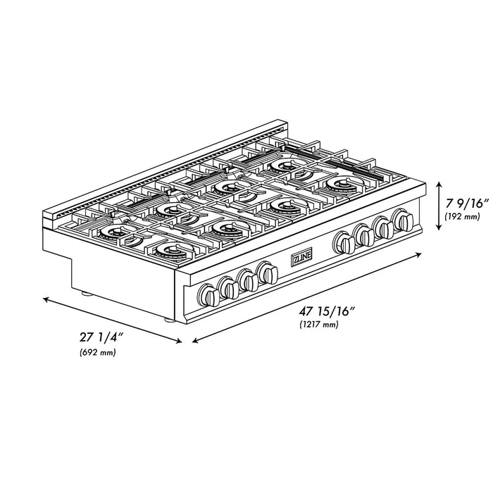ZLINE 48" Paramount Classic Gas Rangetop DuoPro™ Cooktop PCRTS-48