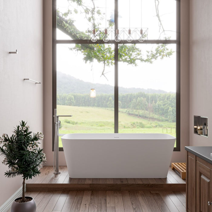 ALFI brand 67" White Rectangular Solid Surface Smooth Resin Soaking Bathtub AB9952