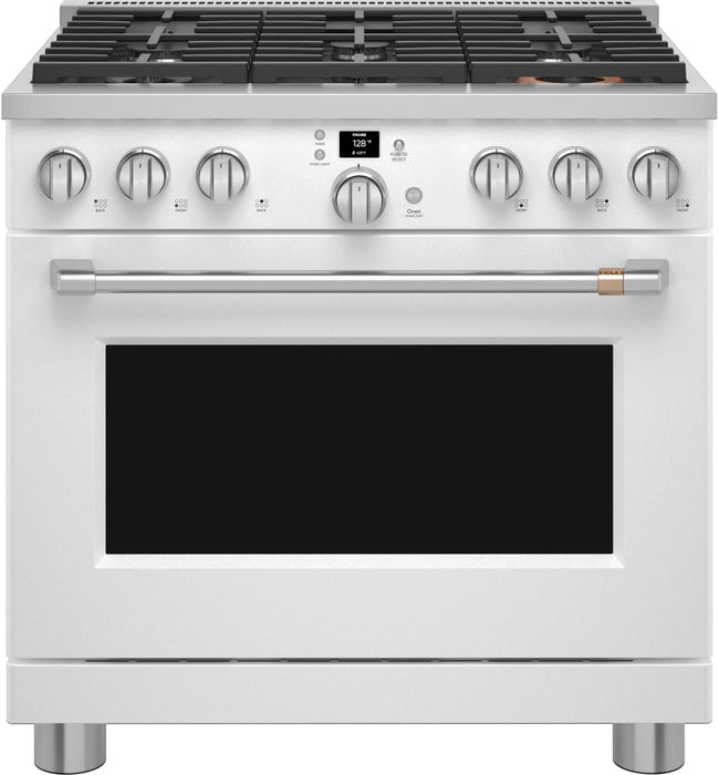 Cafe 36" Smart Commercial Style Gas Range, Matte White CGY366P4TW2