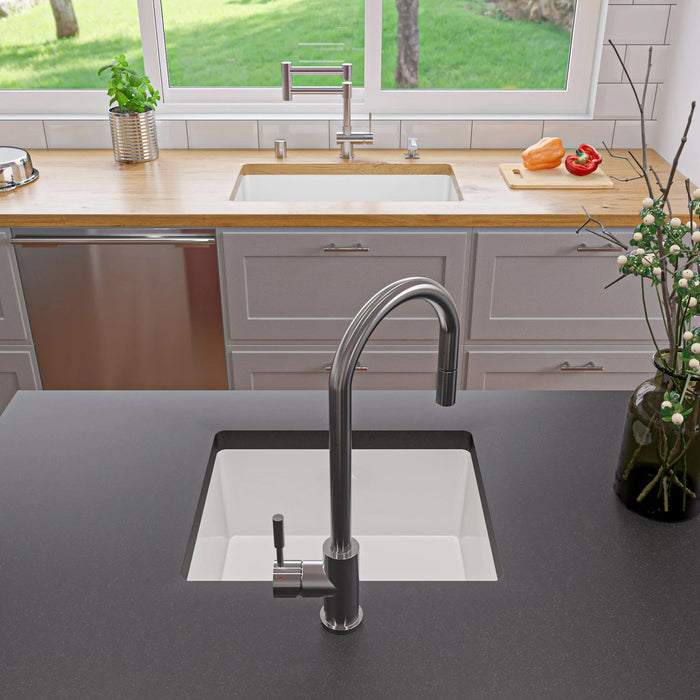 ALFI brand White 30" Fireclay Undermount Fireclay Kitchen Sink ABF3018UD-W