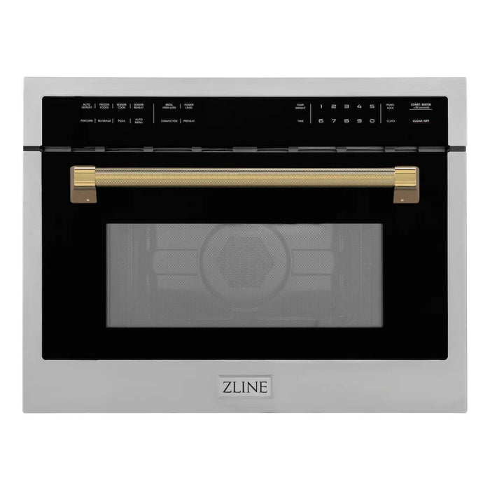 ZLINE Autograph Edition 24" Built-in Convection Microwave Oven, Stainless Steel, Helix Handle MWOZ-24-KCB