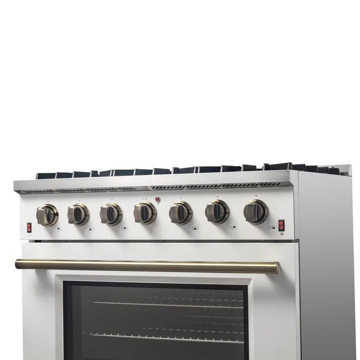 FORNO Galiano 36" Gas on Gas Range FFSGS6244-36WHT
