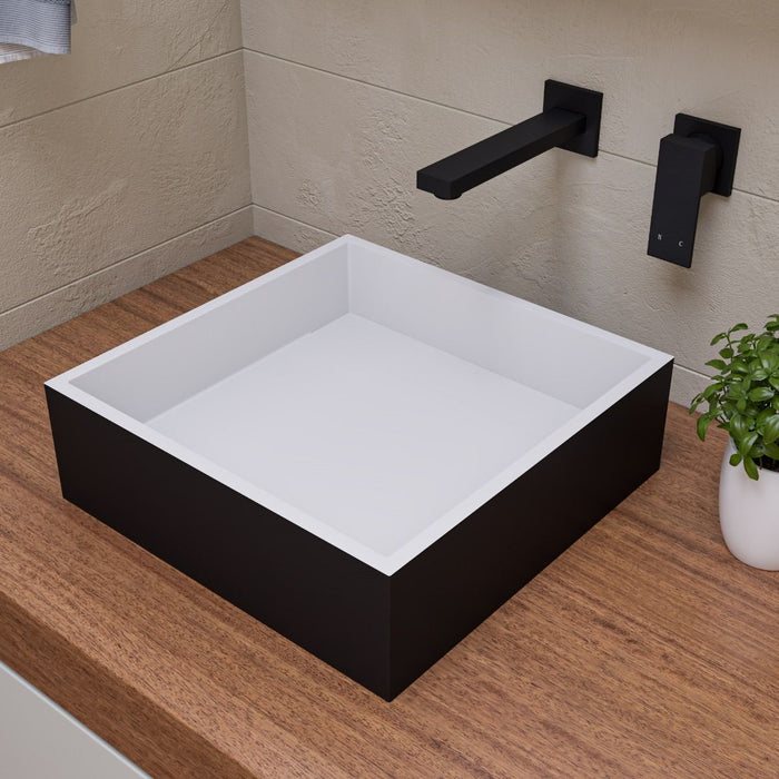ALFI brand Black Matte 14" Square Solid Surface Resin Sink ABRS14SBM