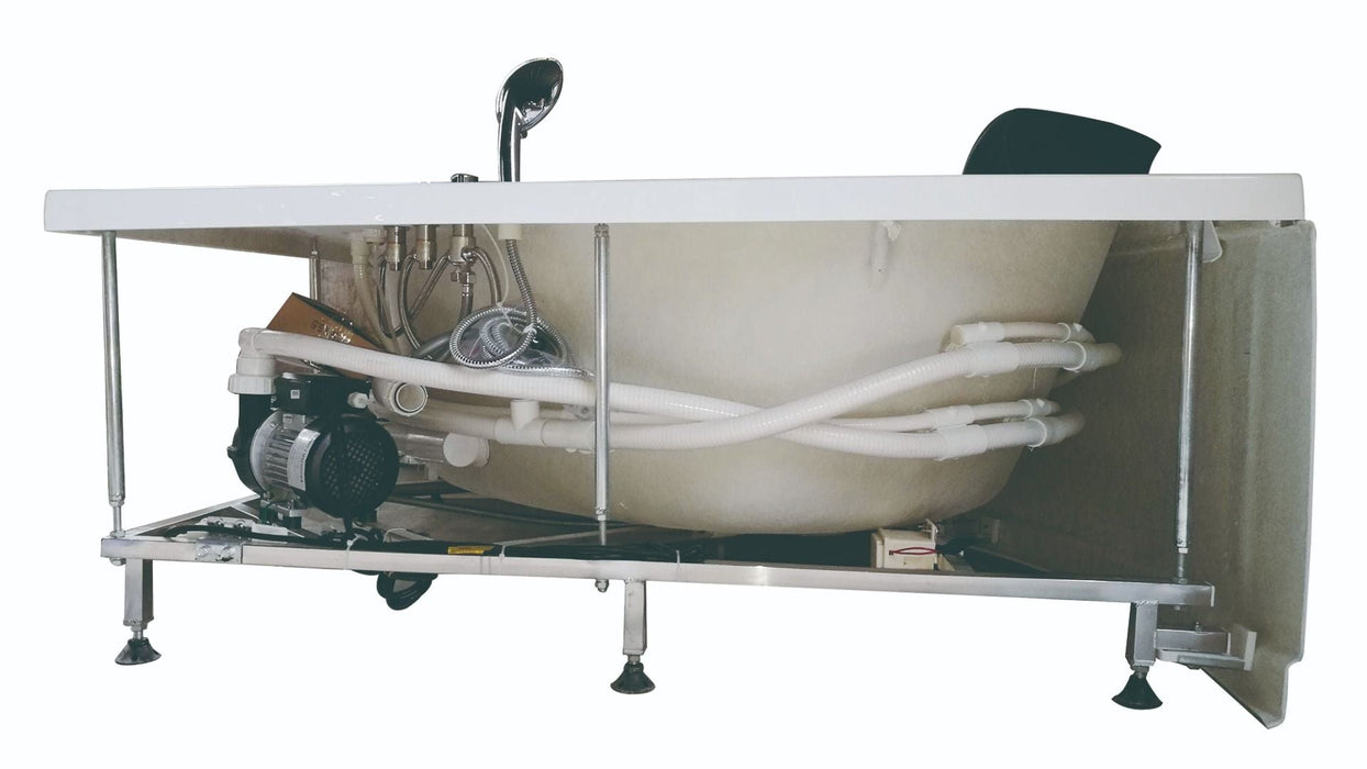 EAGO 5' Rounded Modern Double Seat Corner Whirlpool Bath Tub, Fixtures AM200