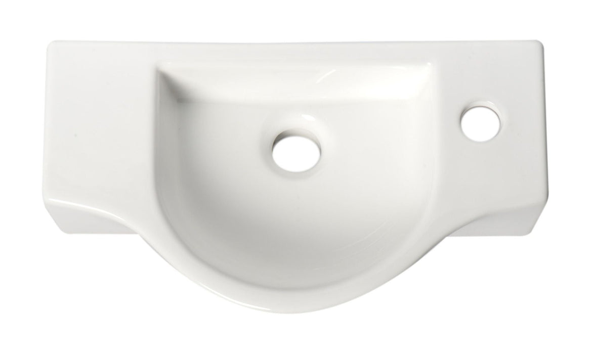 ALFI brand White 18" Small Wall Mounted Ceramic Sink, Faucet Hole ABC114