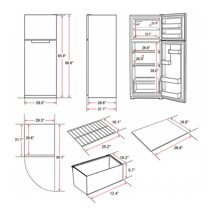 Verona 30" Top Freezer Refrigerator VEFTF3021RWH