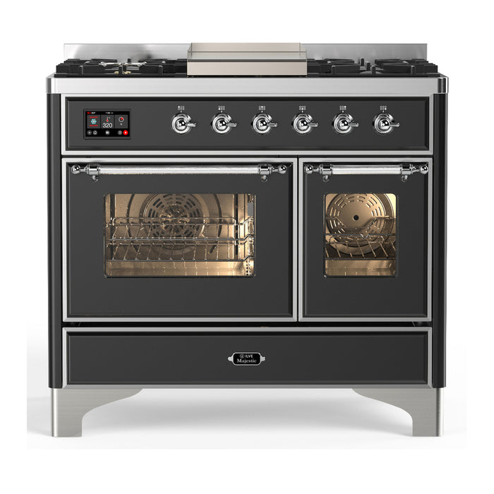 ILVE Majestic III 40" Dual Fuel, Range, Matte Graphite, Burnished Trim UMD40FNR3MGB