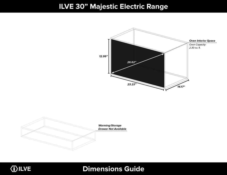 ILVE 30"Majestic II Induction Range, Matte Graphite Brass Trim UMI30NE3MGG