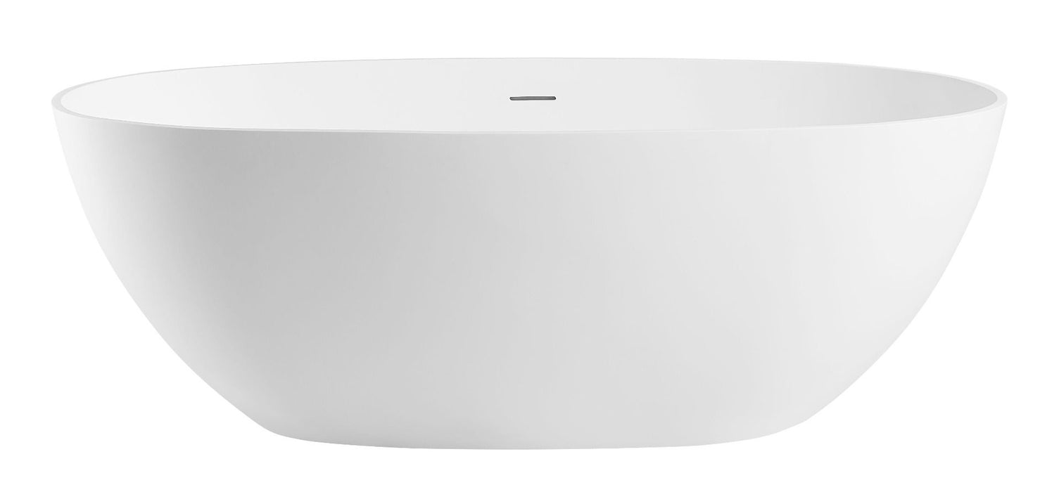ALFI brand 59" White Oval Solid Surface Resin Soaking Bathtub AB9975