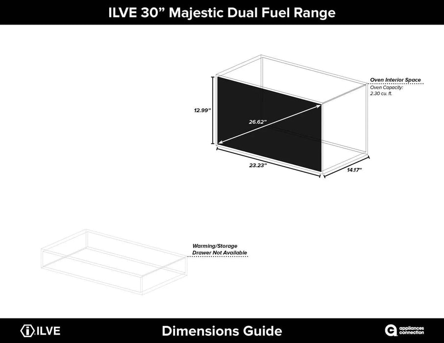 ILVE Majestic II 30" Dual Fuel Range Antique White, Copper Trim UM30DNE3AWP