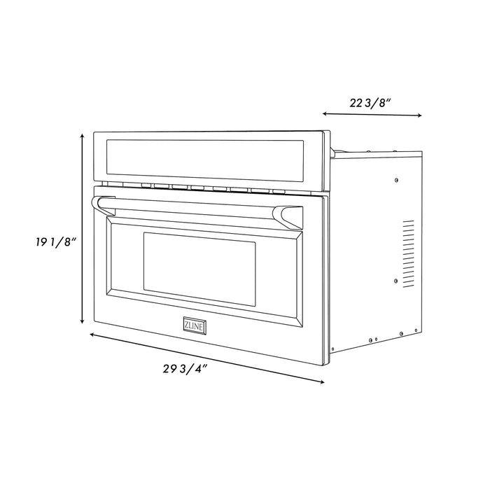 ZLINE 30” Convection Microwave, Stainless Steel, Matte Black MWOZ-30-MB