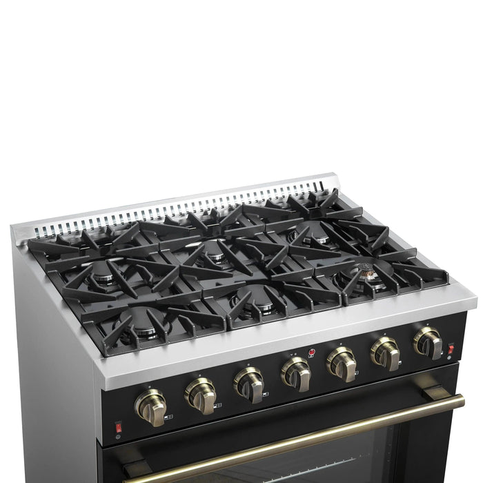 FORNO Galiano 36" Gas on Gas Range FFSGS6244-36BLK