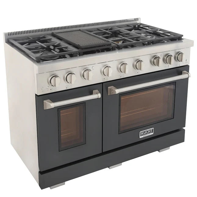 Kucht 48" Professional Gas Range, 7 Burners, Grill/Griddle, KFX480-GY