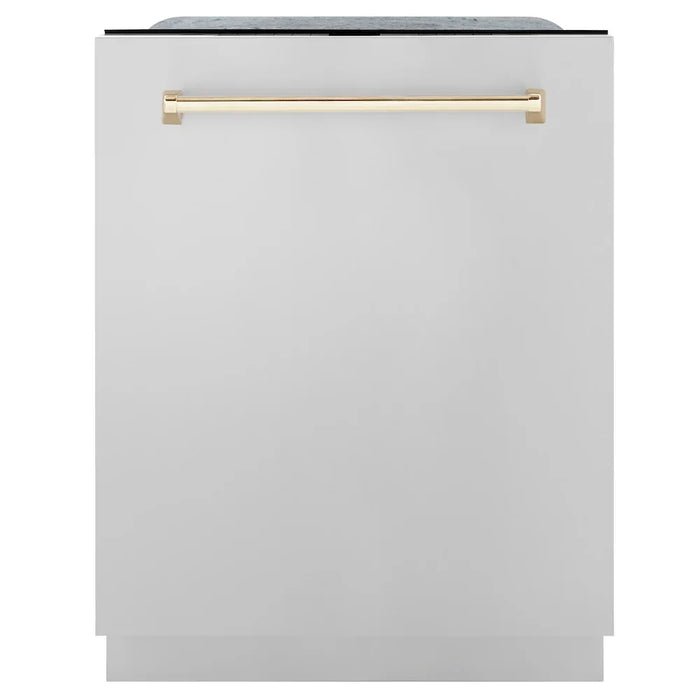 ZLINE Autograph Edition 48" Kitchen Package, Stainless Steel Dual Fuel Range, Range Hood, Dishwasher, French Door Refrigerator External Water Dispenser, 4AKPR-RARHDWM48-G