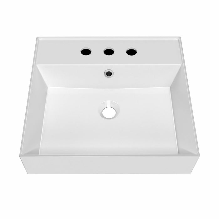 Whitehaus 20" Rectangular Basin, Single Faucet Drilling, Overflow B-AG51-1H
