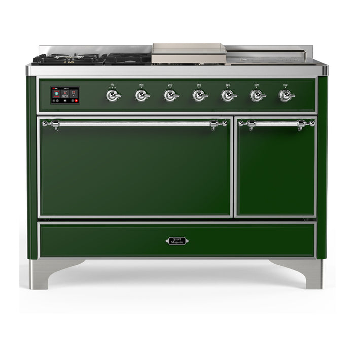 ILVE Majestic III 48" Dual Fuel Range, Emerald Green, Burnished Trim UM48FSQNR3EGB