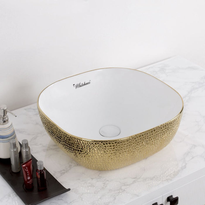 Whitehaus 17" Square Above Mount Basin, Embossed Exterior, Smooth Interior WH71301-F21