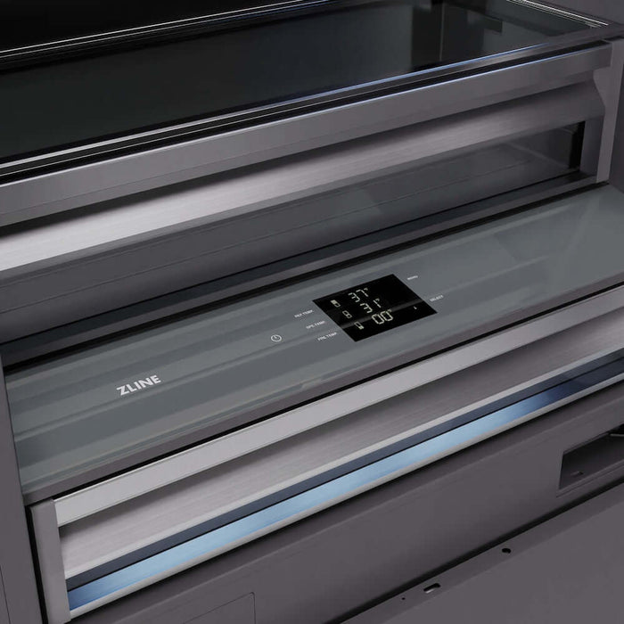 ZLINE 36" Panel Ready Built-In Bottom Freezer Refrigerator,Water Dispenser, Ice Maker,Graphite Gray Champagne Bronze GRBITZ-36-CB