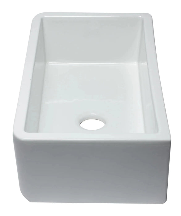 ALFI brand 33" Smooth Solid Thick Wall Fireclay Single Bowl Farm Sink AB3318SB-W