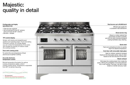 ILVE Majestic II 30" Liquid Propane Dual Fuel Range White, Bronze Trim UM30DNE3WHBLP