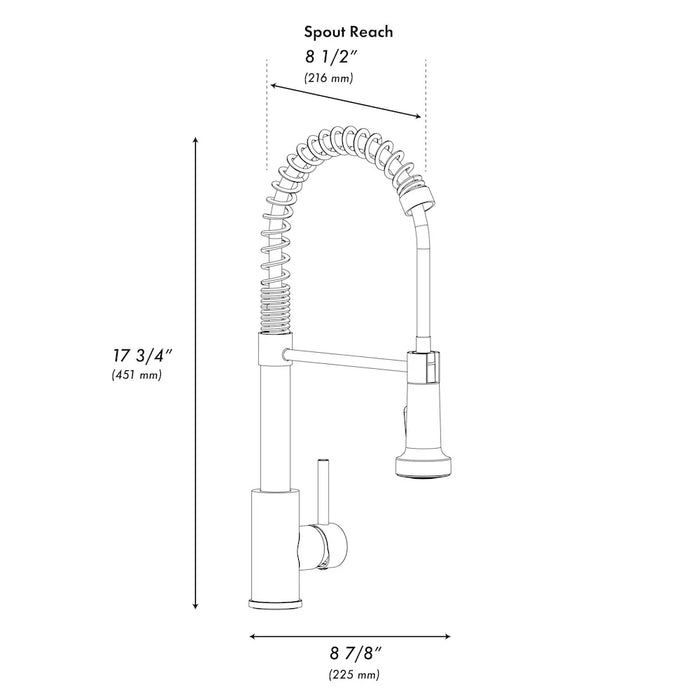 ZLINE Rubicon Pull Down Spring Spray Wand Kitchen Faucet, RBCN2-KF-BN