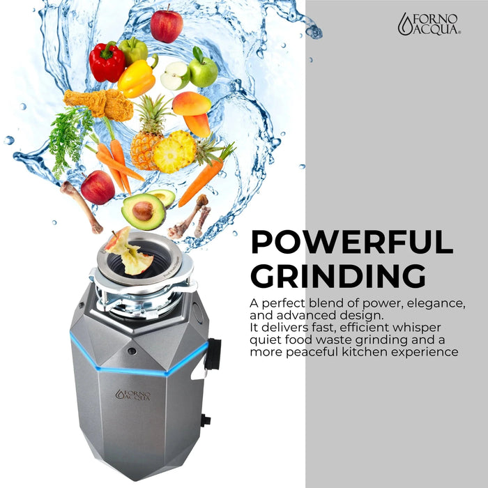 FORNO ACQUA BrightDiamond 1HP Super Quiet Garbage Disposal Motion Sensor WDD100TA1BO