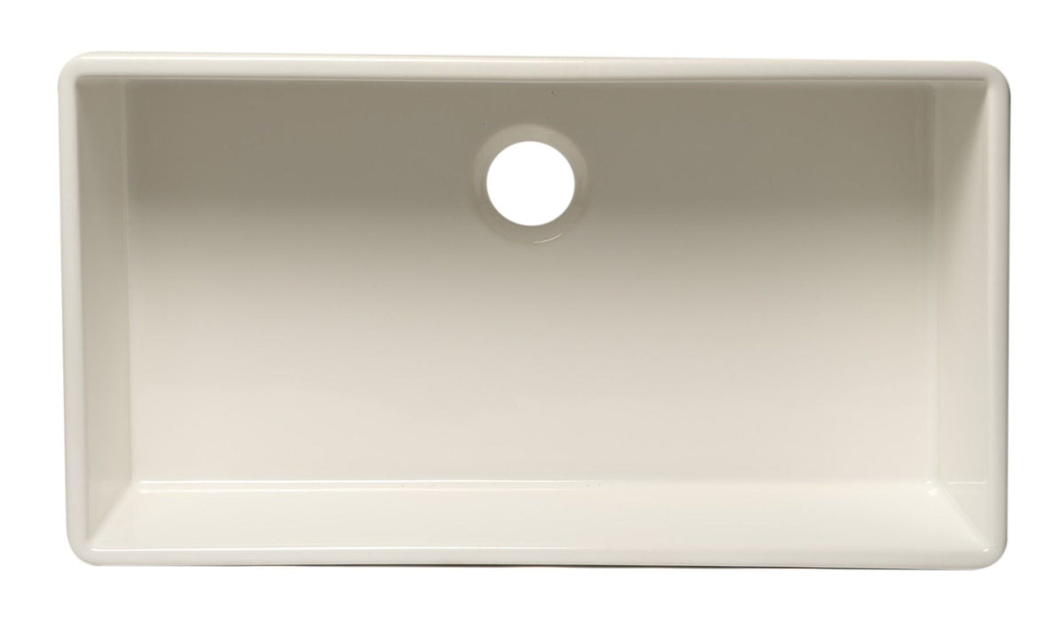 ALFI brand 36" Smooth Apron Single Bowl Fireclay Farm Sink AB536-W