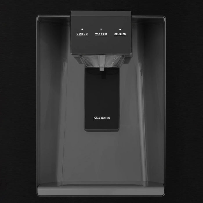 ZLINE Autograph Edition 36" Standard-Depth French Door External Water Dispenser Refrigerator, Dual Ice Maker, Fingerprint-Resistant Black Stainless Steel, Helix Handles RSMZ-W36-BS-KCB