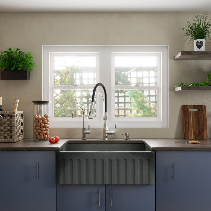 ALFI brand 30" Fireclay Farmouse Kitchen Sink In Concrete Color ABCO3020SB