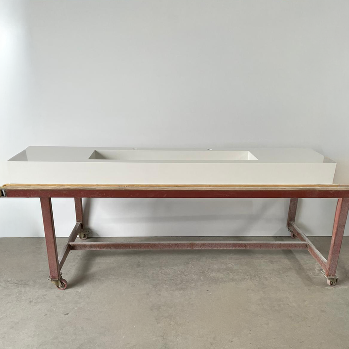 White Quartz Large Bathroom Trough Sink Wall Mount Contemporary Design