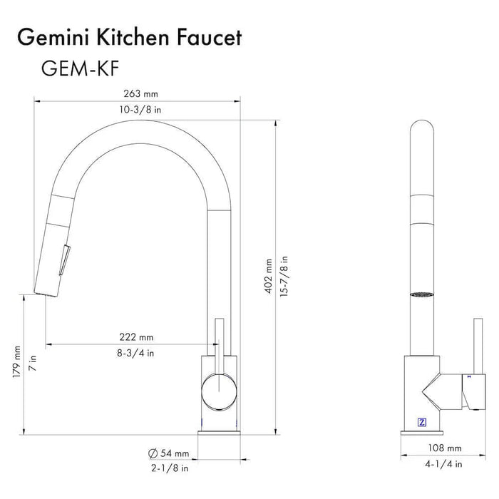 ZLINE Autograph Edition Gemini Pull Down Single Handle Kitchen Faucet GEM-KF-Z