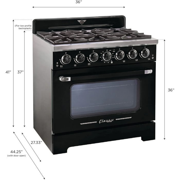 UNIQUE 36" Freestanding Retro Gas Range, UGP-36CR B