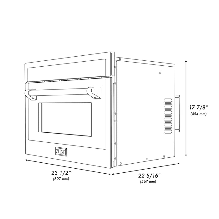 ZLINE 24" Convection Microwave, Black Stainless, Gold MWOZ-24-BS-G