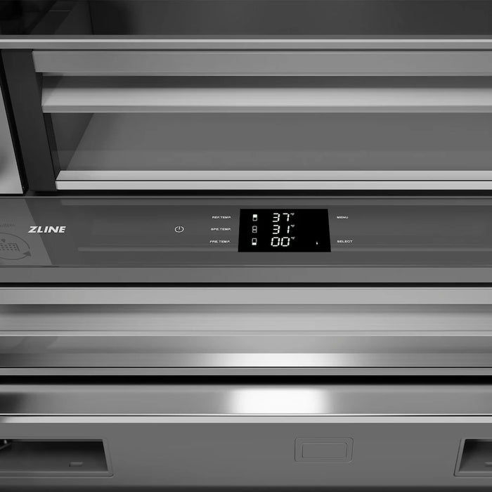ZLINE 36" French Door Built-In Bottom Freezer Refrigerator, Water Dispenser, Ice Maker, Stainless Steel, Accents SRBIVZ-304-36CB