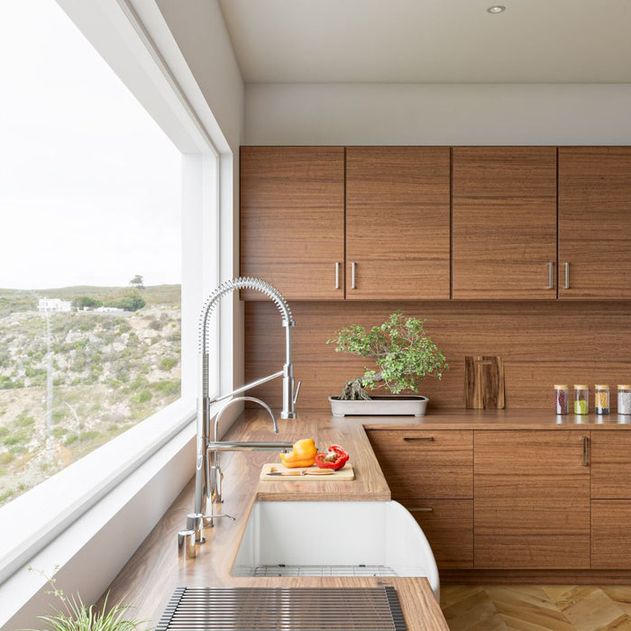 ALFI Brand White Smooth Curved Apron 33" Single Bowl Fireclay Farm Sink ABFC3320S-W