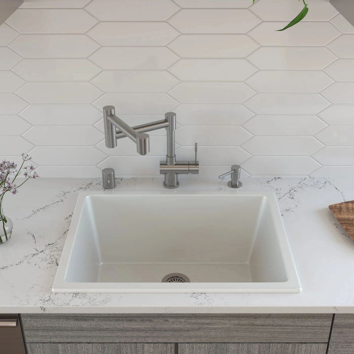 ALFI brand 24" Undermount / Drop In Fireclay Kitchen Sink AB2418UD