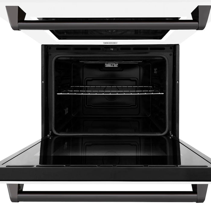 ZLINE 30"Professional True Convection Double Wall Oven, Air Fry, Self Clean, White Matte, Matte Black WADZ-WM-30-MB