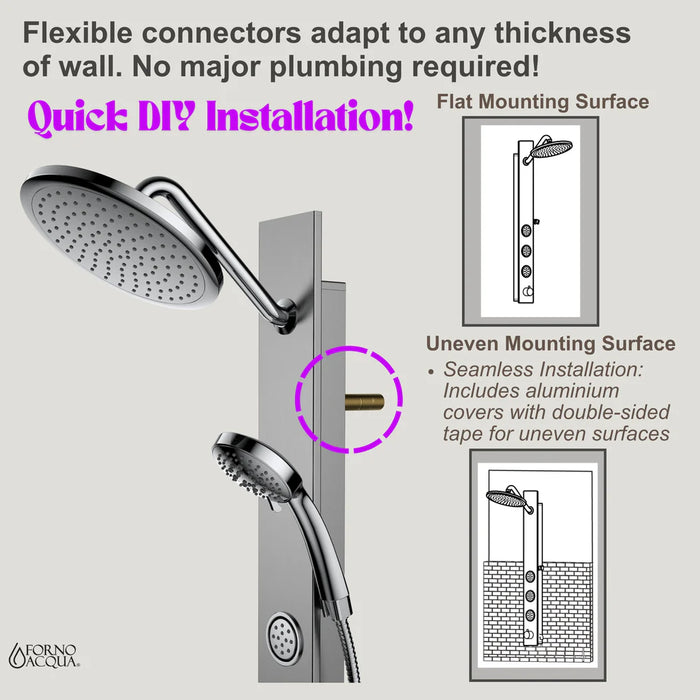 Forno Acqua AcquaSPA Shower Panel, Overhead Rainfall Shower, Handheld Shower Head SL31BC-2
