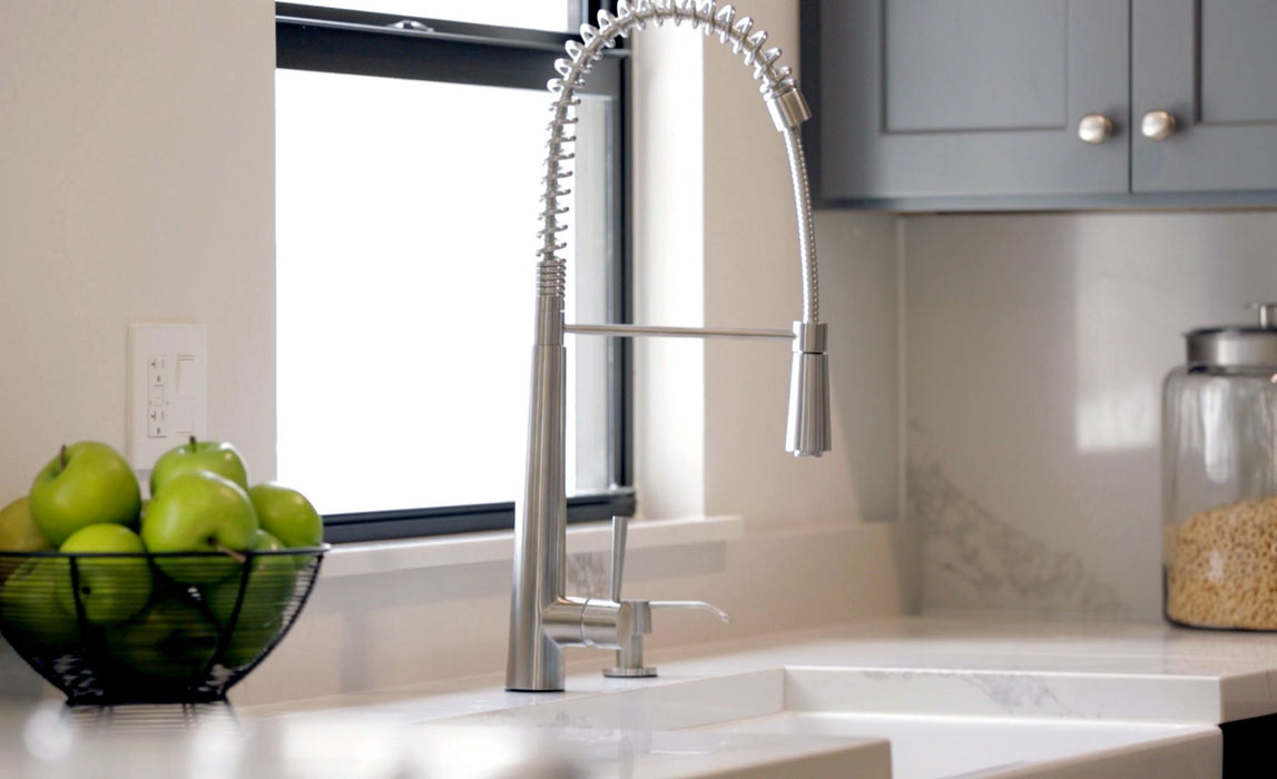 ALFI brand Solid Stainless Steel Pull Out Commercial Kitchen Faucet AB2039