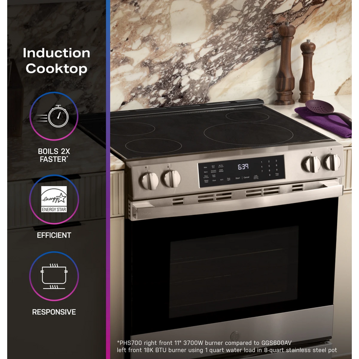 GE 30" Smart Slide-In Induction Range, PHS700AYFS