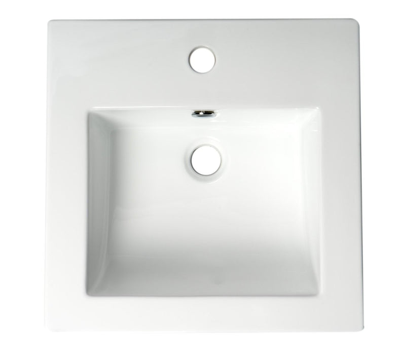 ALFI brand White 17" Square Drop In Ceramic Sink, Faucet Hole ABC801