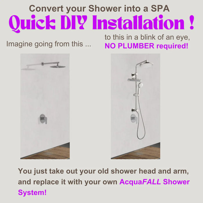 Forno Acqua AcquaFALL Shower, Overhead Rainfall Shower, Handheld Shower Head SCW1BN-S2