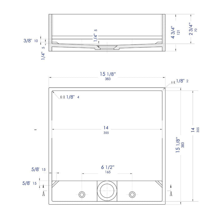 ALFI brand Black Matte 14" Square Solid Surface Resin Sink ABRS14SBM