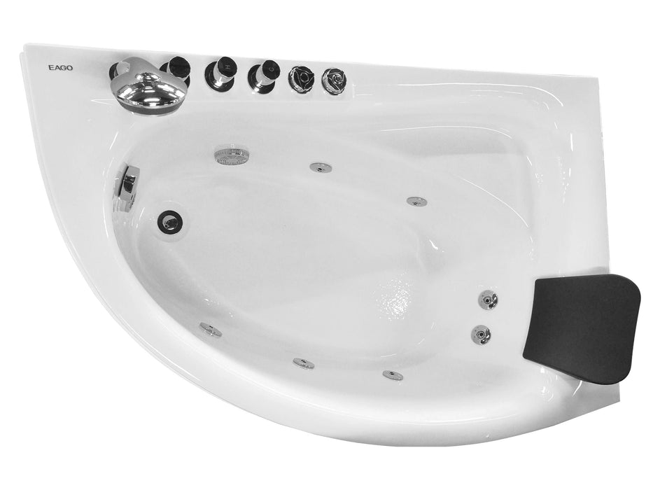 EAGO  59" Single Person Corner White Acrylic Whirlpool Bath Tub AM161-L
